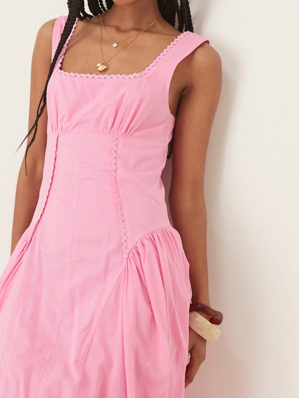 Pink Square-Neck Sundress